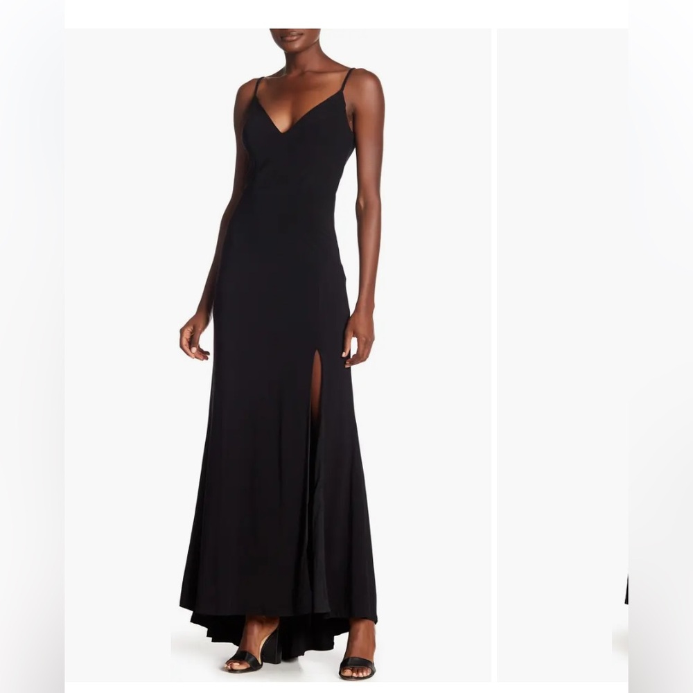 Nordstrom Jump Apparal Black plunge V-Neck black gown, formal dress